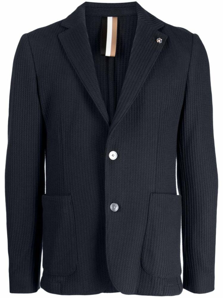 BOSS single-breasted waffle-effect blazer - Blue Cover