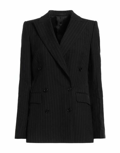 Blk Dnm Woman Blazer Black Virgin Wool, Linen Cover