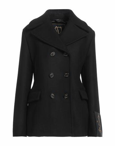 Sealup Woman Coat Black Wool, Polyamide Cover