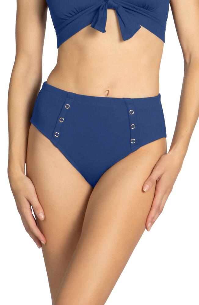 Robin Piccone Amy High Waist Bikini Bottoms in Blueberry Cover