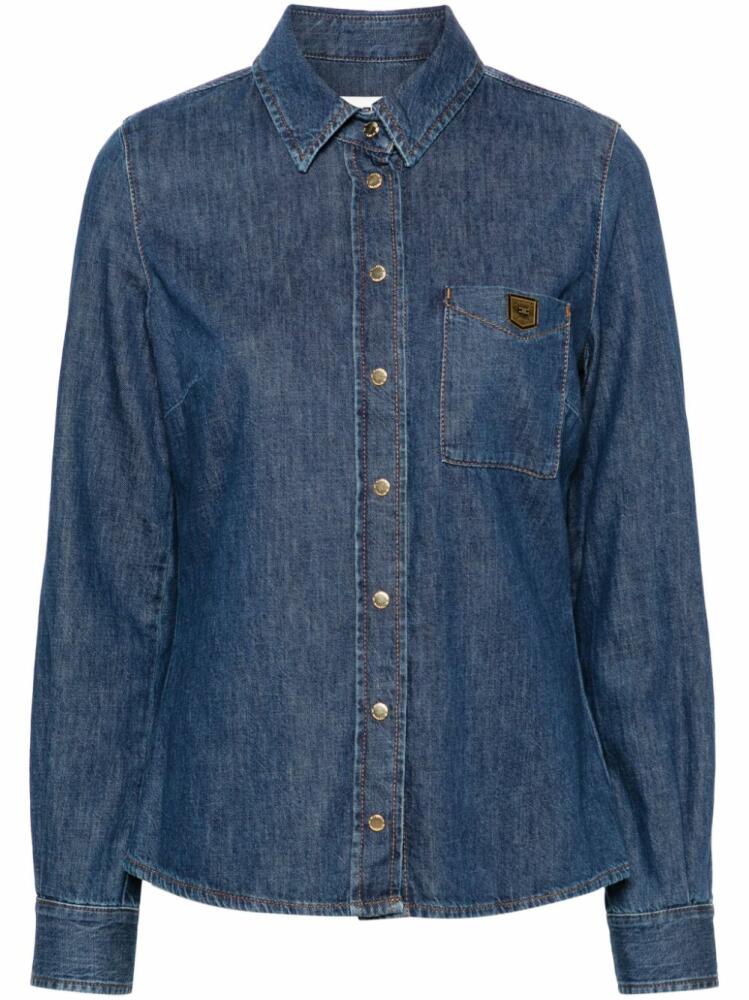 Elisabetta Franchi logo-plaque denim shirt - Blue Cover