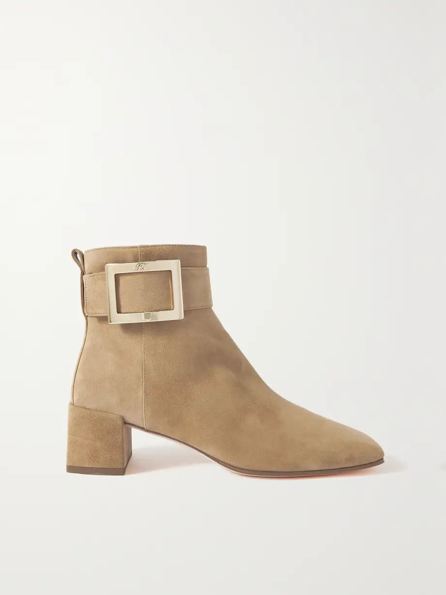 Roger Vivier - So Vivier Buckled Suede Ankle Boots - Brown Cover