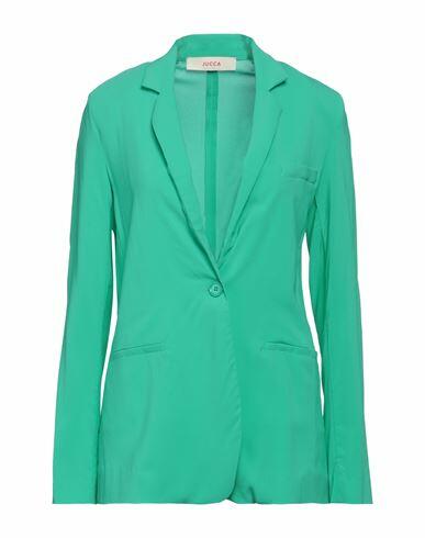 Jucca Woman Blazer Emerald green Viscose, Elastane Cover