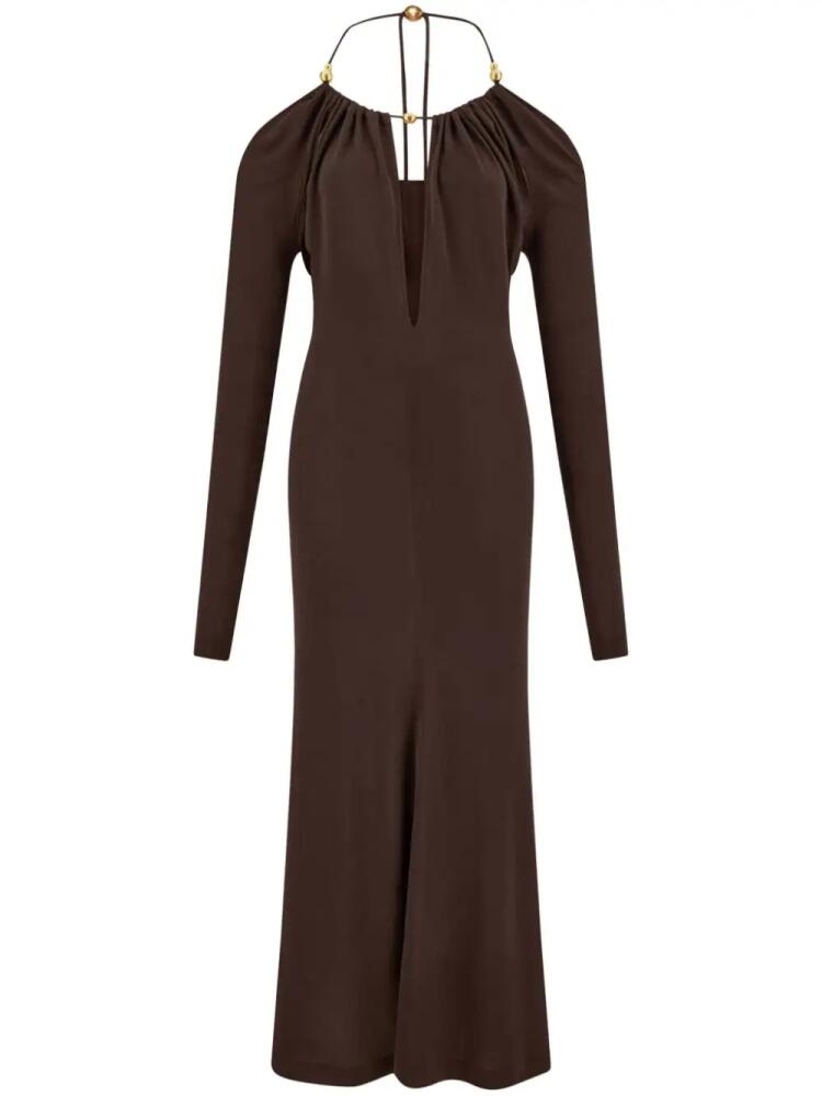 Ferragamo open-back crepe maxi dress - Brown Cover