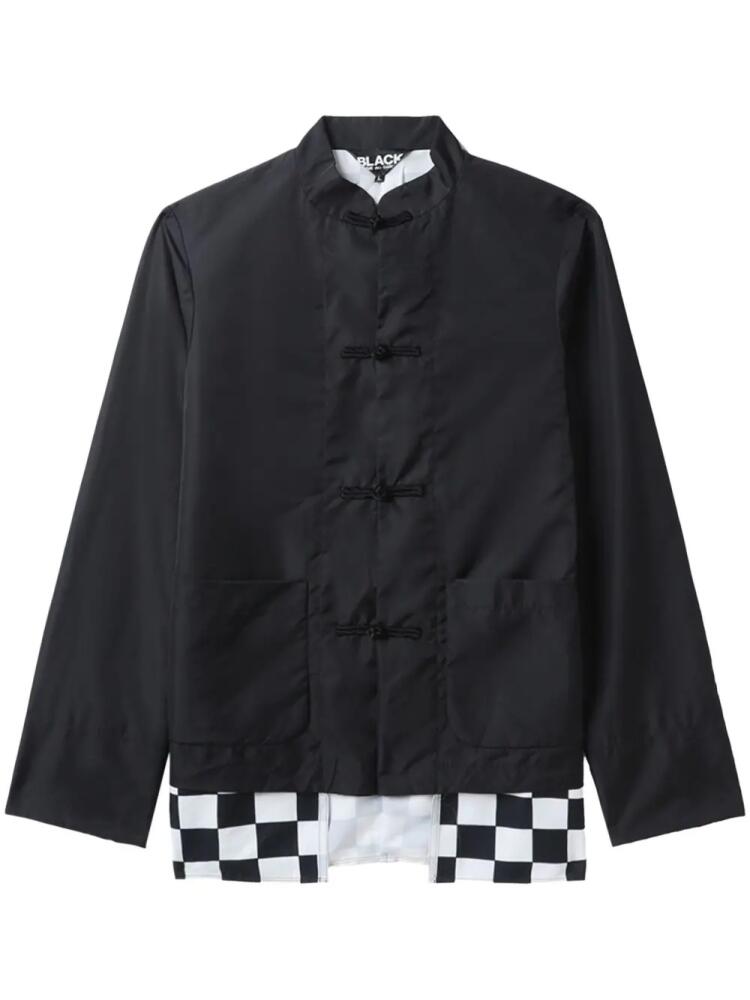 Black Comme Des Garçons check-pattern band-collar jacket Cover