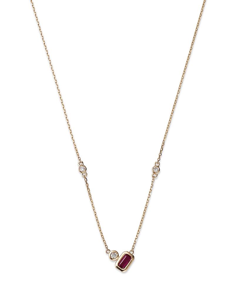 Bloomingdale's Fine Collection Ruby and Diamond Accent Necklace in 14K Yellow Gold, 18 - Exclusive Cover