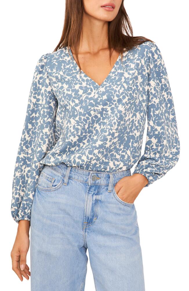 1.STATE Print Balloon Sleeve V-Neck Top in Bluestone Cover