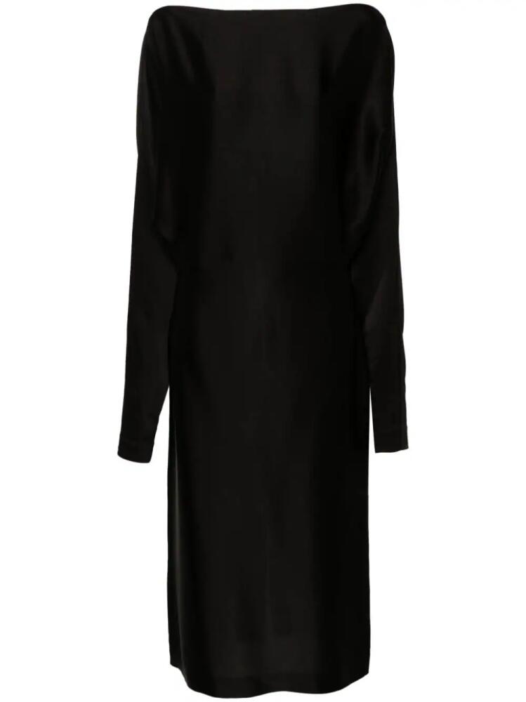 Gauchère scoop-neck midi satin dress - Black Cover