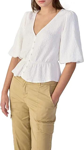 Sanctuary Textured Button Front (White) Women's Clothing Cover