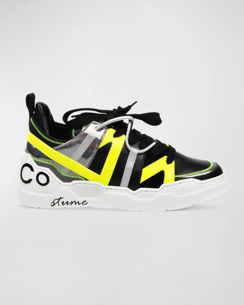 Costume National Men's Chunky Neon/Metallic Low-Top Sneakers Cover