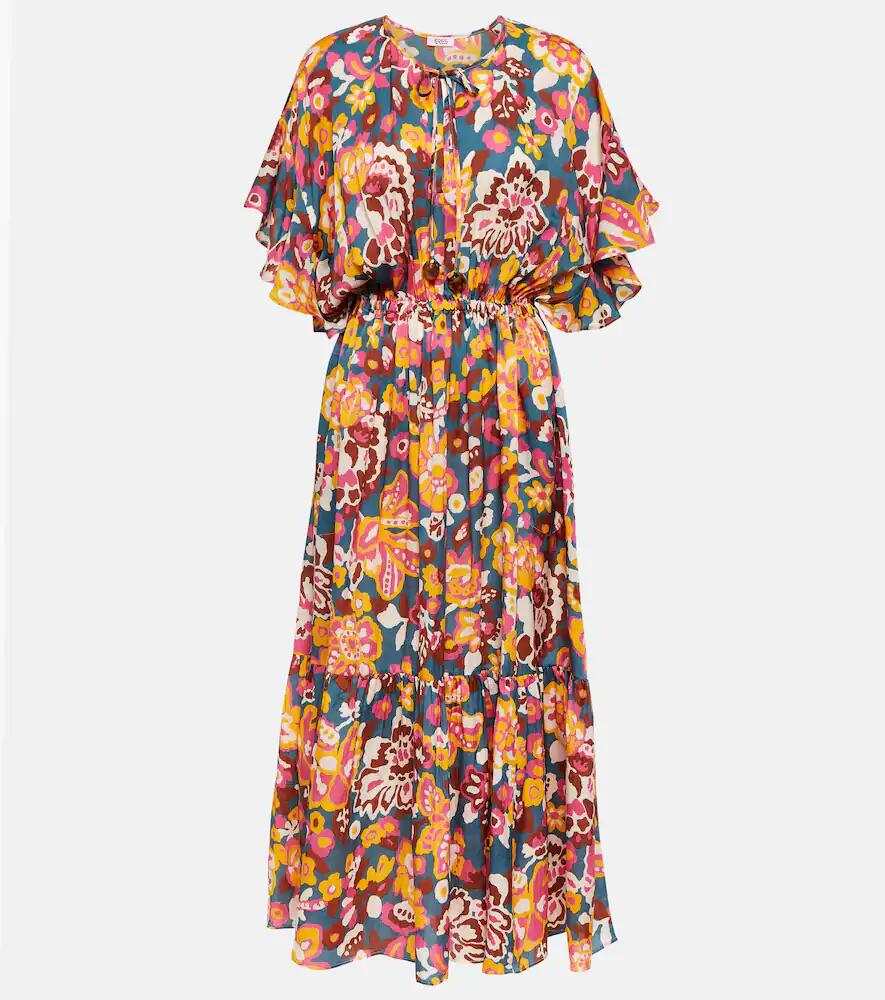 Eres Piment floral silk and cotton midi dress Cover