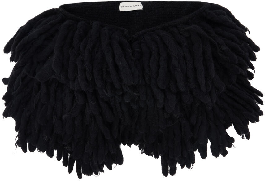 Dries Van Noten Black Fringed Scarf Cover