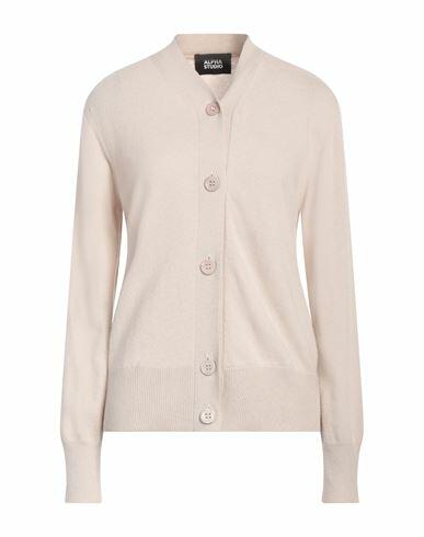 Alpha Studio Woman Cardigan Beige Recycled wool, Viscose, Polyamide, Recycled cashmere Cover