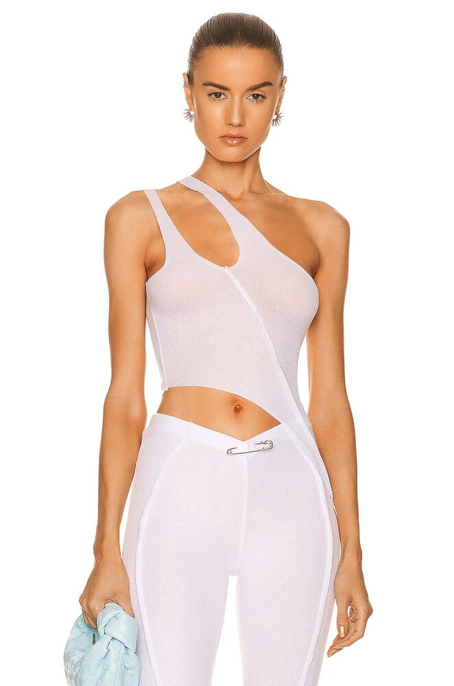 SAMI MIRO VINTAGE Asymmetric One Shoulder Tank in White Cover