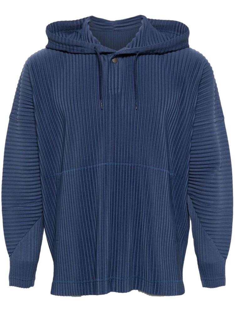 Homme Plissé Issey Miyake pleated drawstring hoodie - Blue Cover