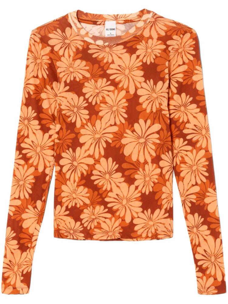 RE/DONE sheer long-sleeve T-shirt - Orange Cover