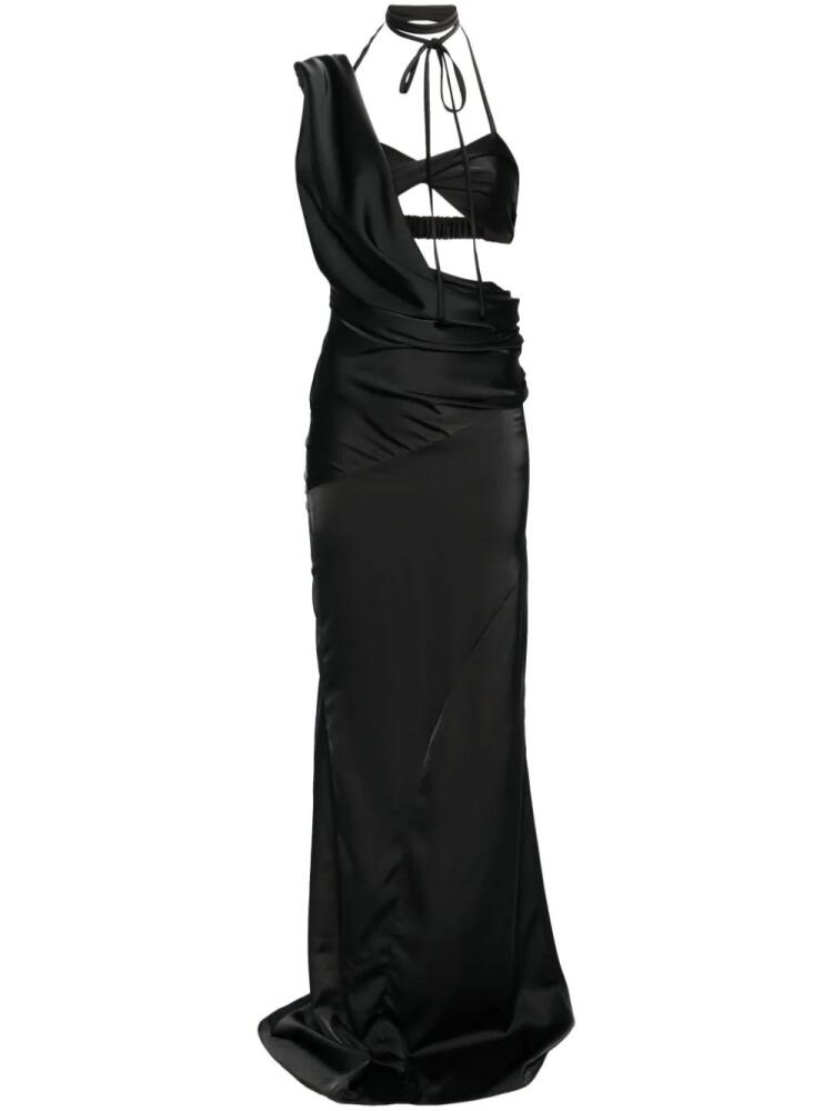 Atu Body Couture x Rue Ra asymmetric satin gown - Black Cover