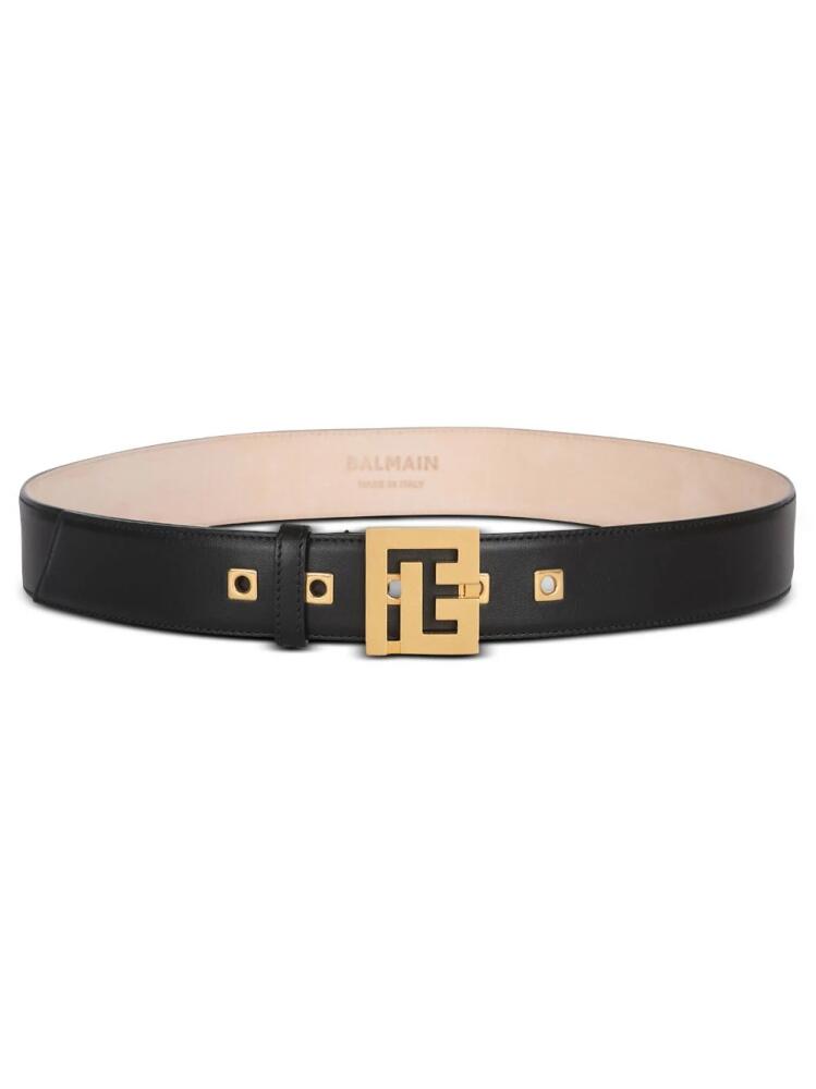 Balmain logo-plaque leather belt - Black Cover