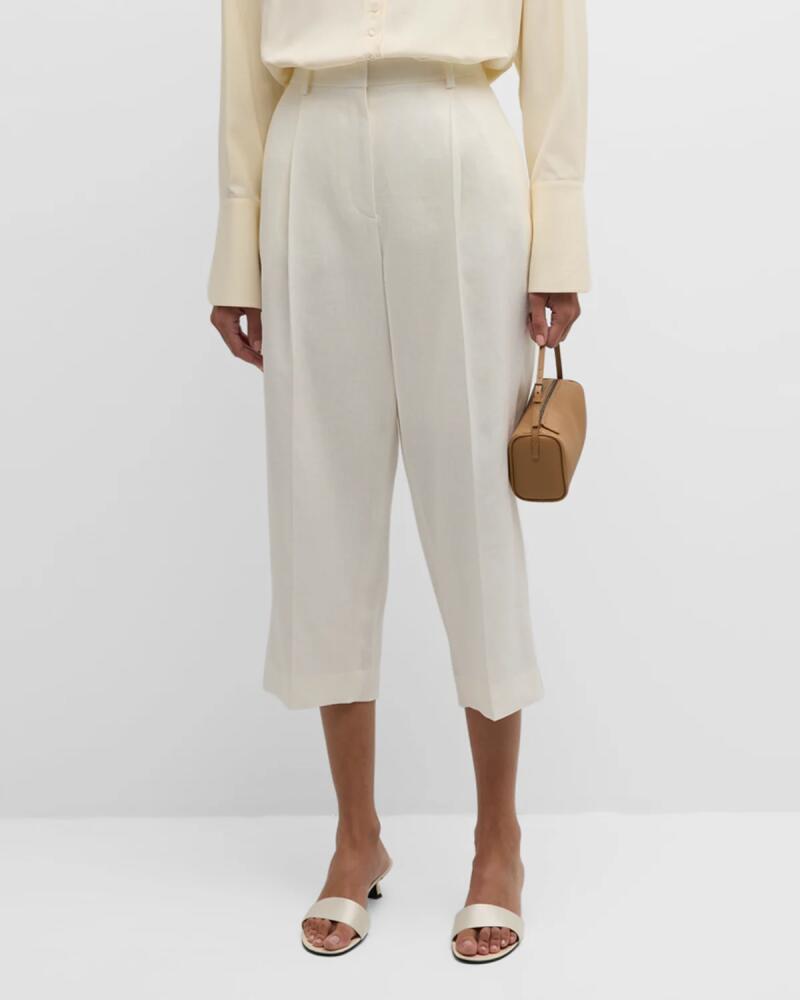 THE ROW Tonnie High-Rise Wide-Leg Linen Pants Cover