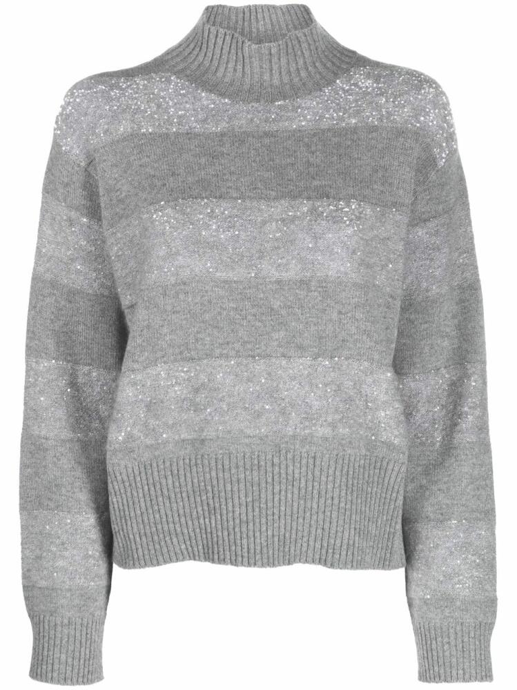 Brunello Cucinelli sequin-embellished striped jumper - Grey Cover