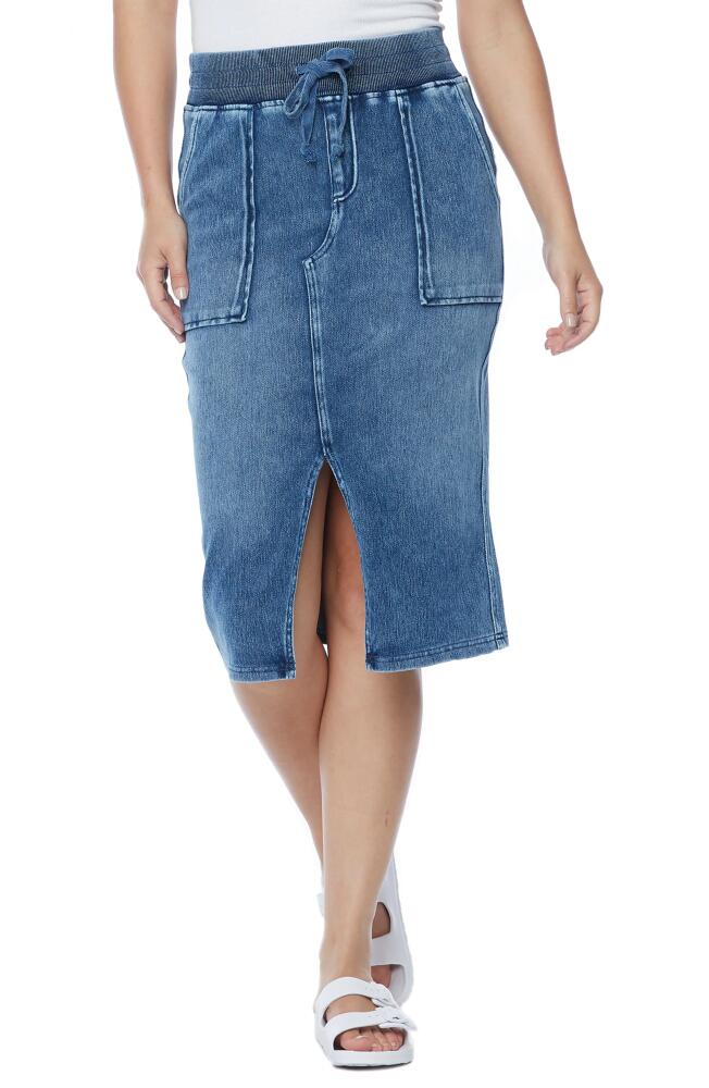 Wash Lab Denim Front Slit Drawstring Denim Skirt in Tropical Blue Cover