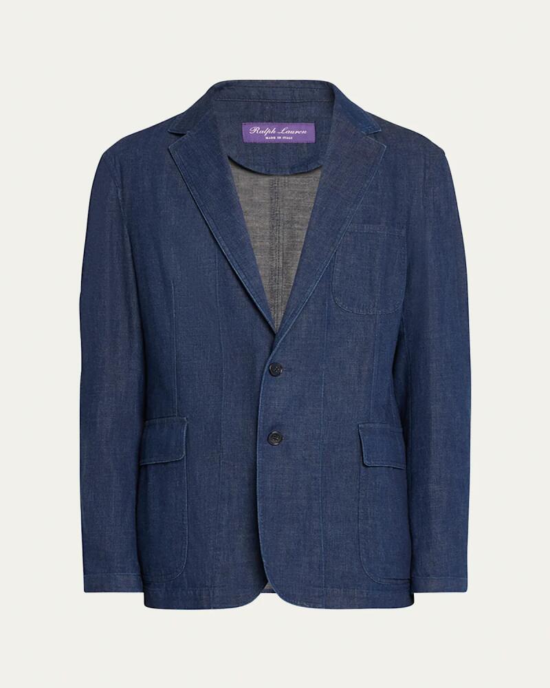 Ralph Lauren Purple Label Men's Kent Hand-Tailored Denim Suit Jacket Cover