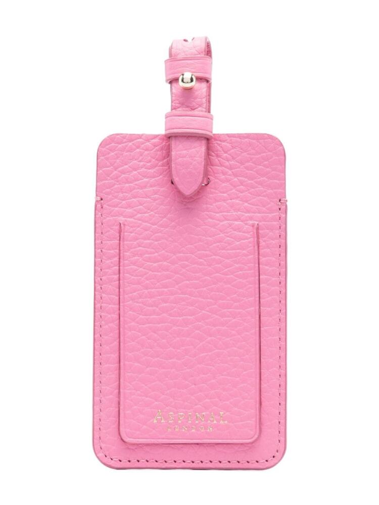 Aspinal Of London leather luggage tag - Pink Cover