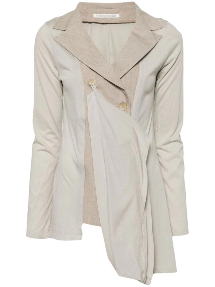 Yohji Yamamoto notched-lapels asymmetric blazer - Neutrals Cover