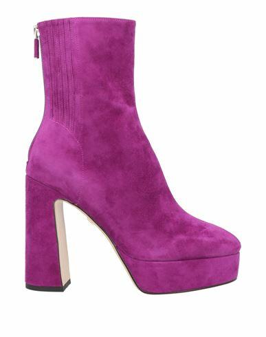 Lola Cruz Woman Ankle boots Purple Soft Leather Cover