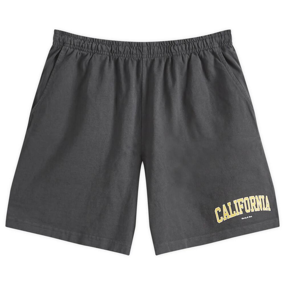 Sporty & Rich Men's California Gym Shorts in Faded Black/Gold Cover