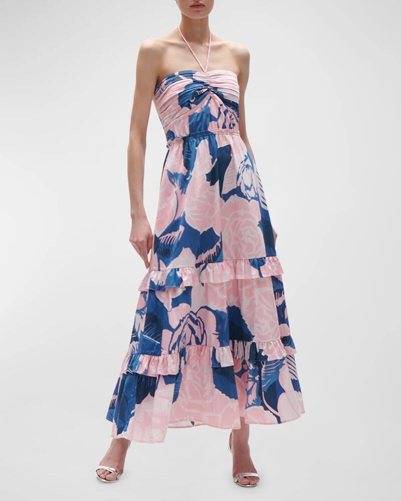 Figue June Floral-Print Ruffle Halter Maxi Dress Cover