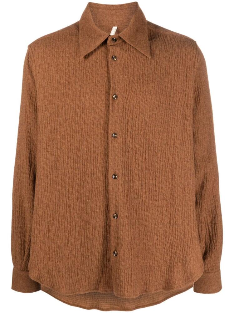 Sunflower seersucker-texture button-up shirt - Brown Cover