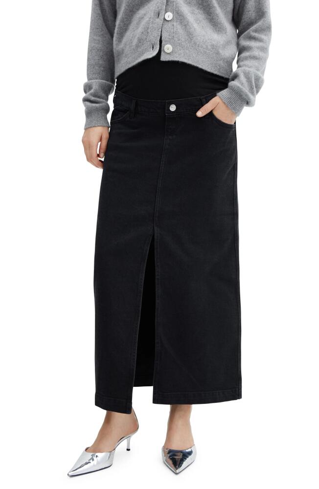 MANGO Denim Midi Maternity Skirt in Black Denim Cover