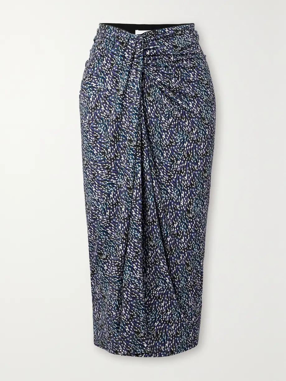 Marant Étoile - Jeldia Draped Printed Stretch-jersey Midi Skirt - Blue Cover