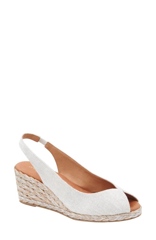 André Assous Audrey Slingback Peep Toe Espadrille Wedge Sandal in White/Silver Cover