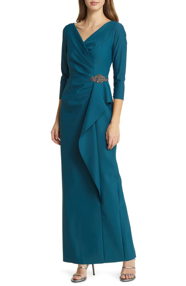 Alex Evenings Ruched Column Gown in Deep Teal Cover