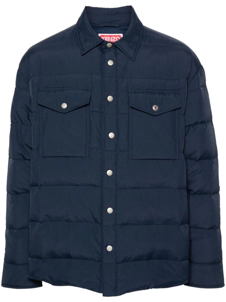 Kenzo classic-collar quilted shirt jacket - Blue Cover