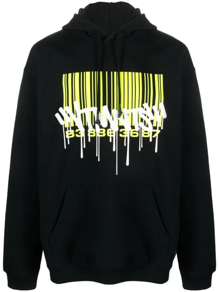 VTMNTS barcode-print long-sleeve hoodie - Black Cover