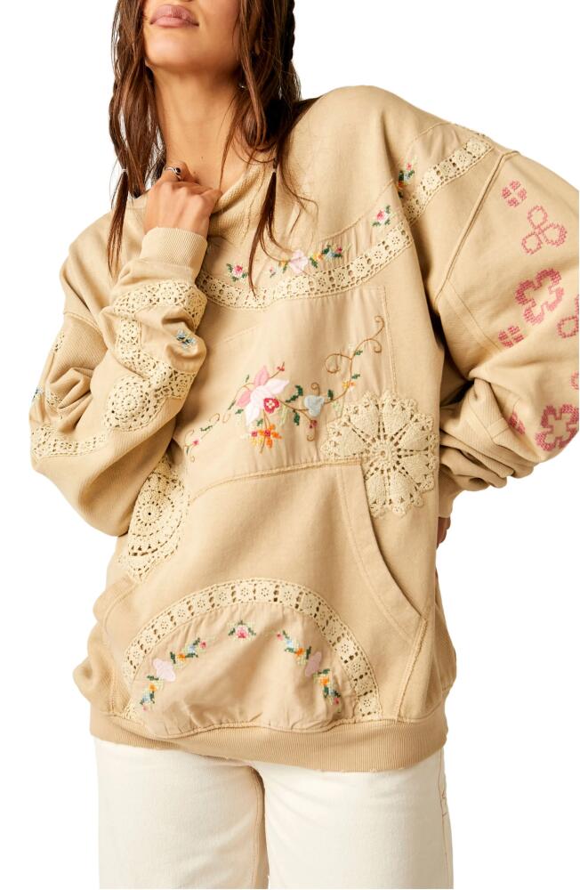 Free People Gram's Attic Oversize Sweatshirt in Mushroom Combo Cover