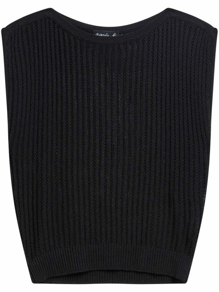 agnès b. semi-sheer ribbed knit top - Black Cover