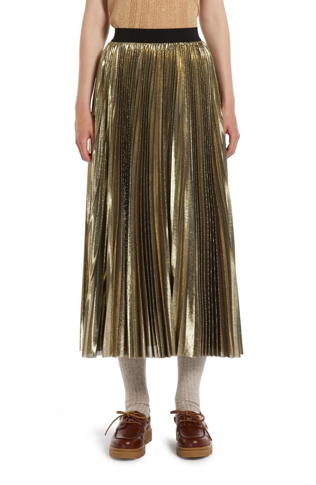 Weekend Max Mara Nurra Metallic Pleated Skirt in Gold Cover