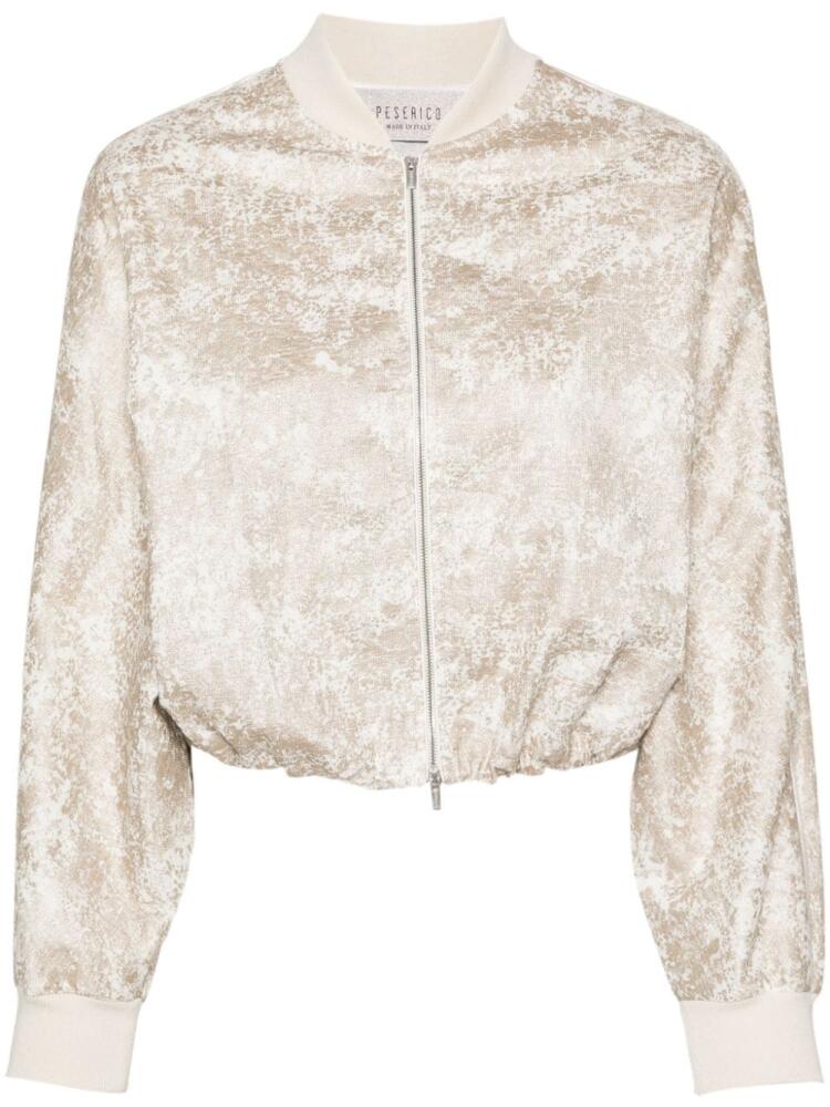 Peserico abstract-pattern bomber jacket - Neutrals Cover