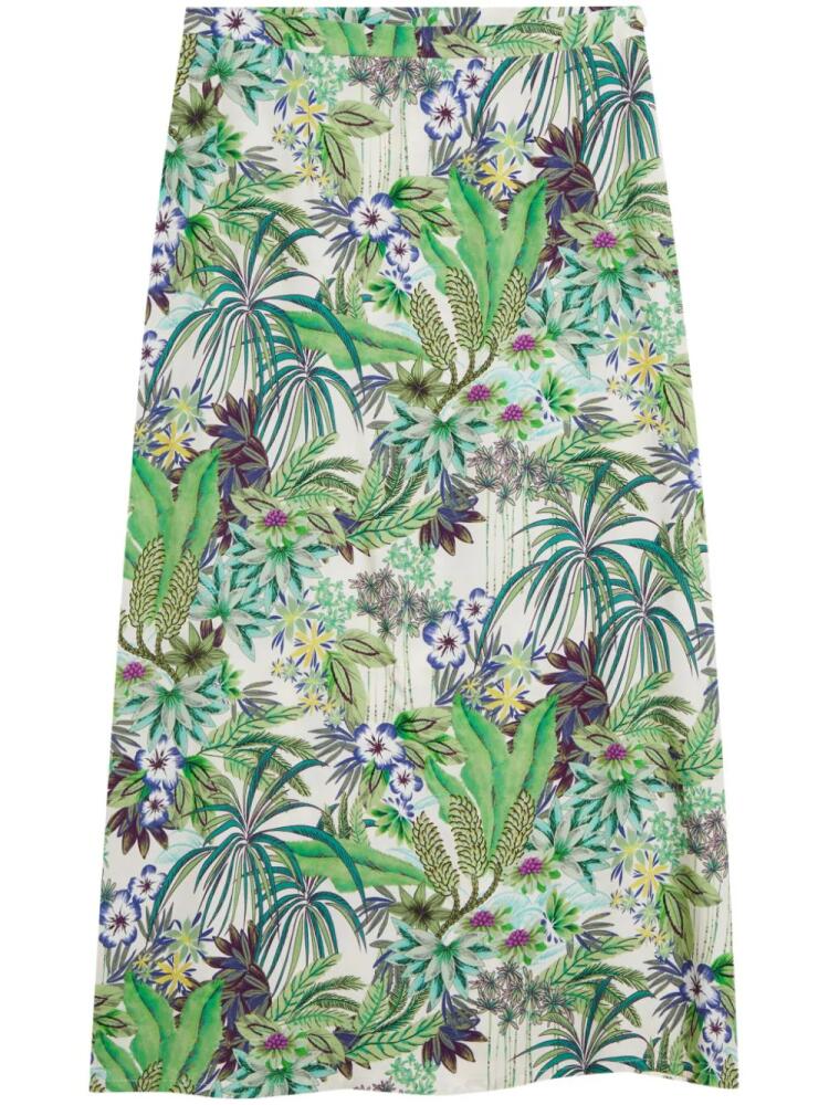 agnès b. Amande leaf-print midi skirt - Green Cover