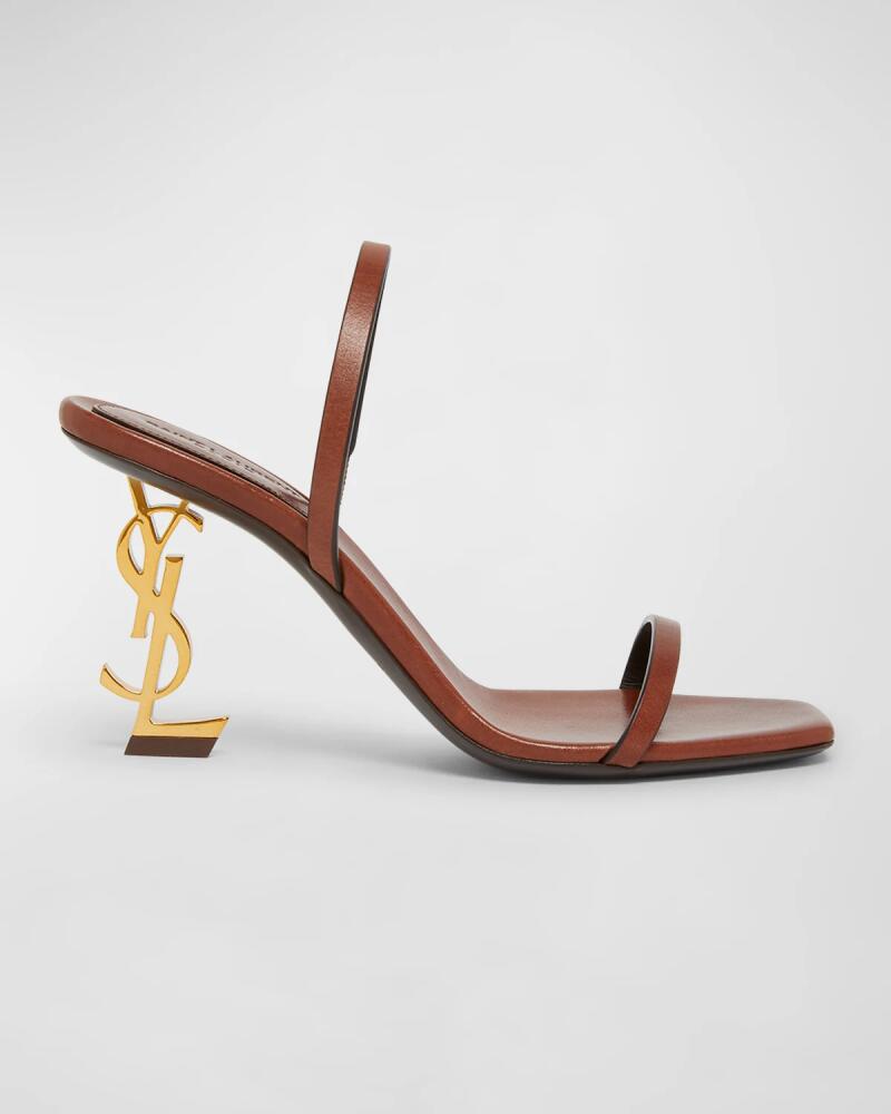 Saint Laurent Opyum Leather YSL-Heel Slide Sandals Cover