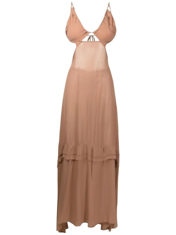 Amir Slama cut-out semi-sheer maxi dress - Brown Cover