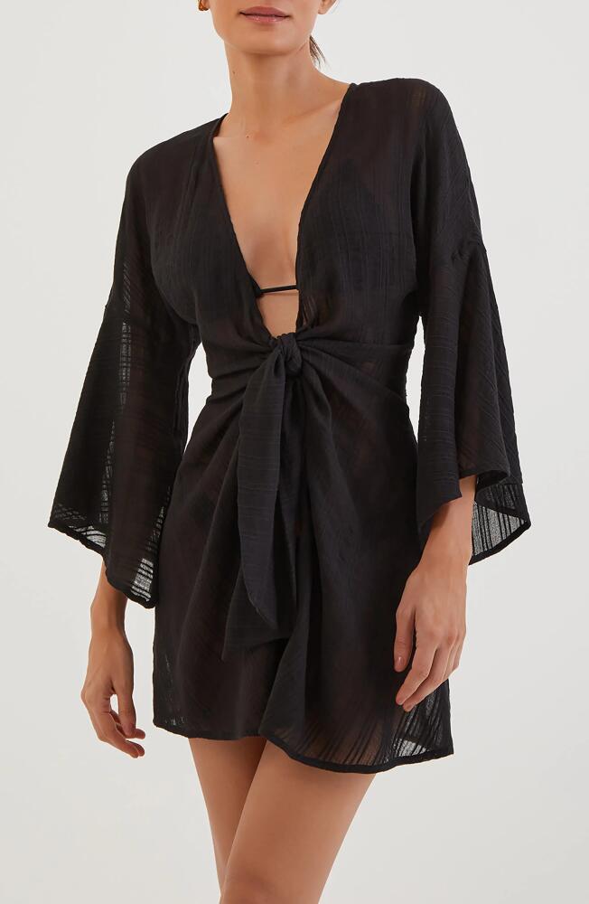 ViX Swimwear Perola Knot Cotton Cover-Up Dress in Black Cover