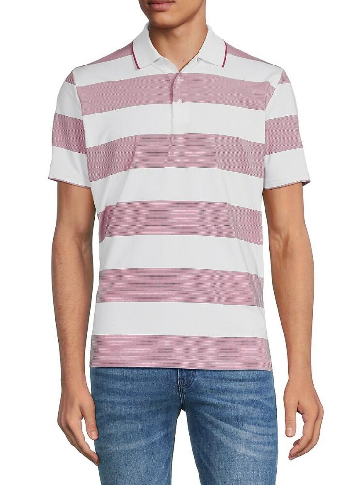 Bonobos Men's Justin Striped Tip Polo - White Pink Cover