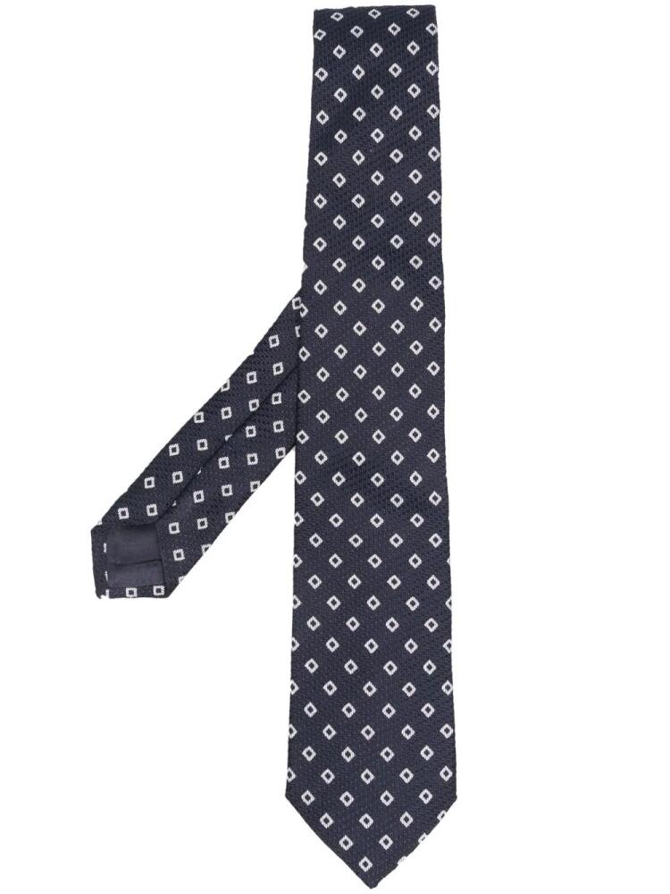 Tagliatore patterned-jacquard silk tie - Blue Cover