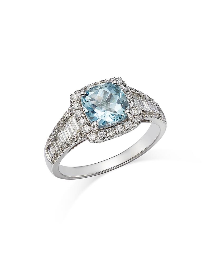 Bloomingdale's Fine Collection Aquamarine & Diamond Halo Ring in 14K White Gold - Exclusive Cover