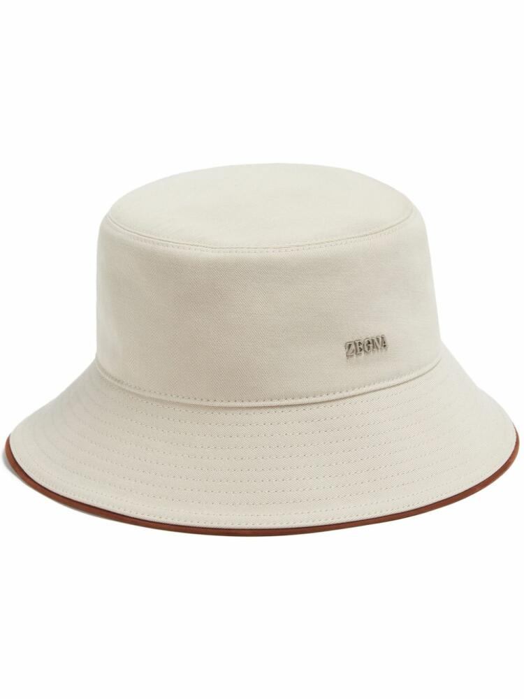 Zegna logo-plaque cotton-blend bucket hat - Neutrals Cover